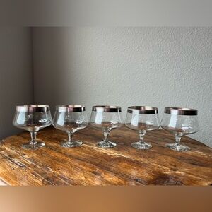 Dorothy Thorpe Style Silver band Shrimp Cocktail Crystal Glasses Set of 5